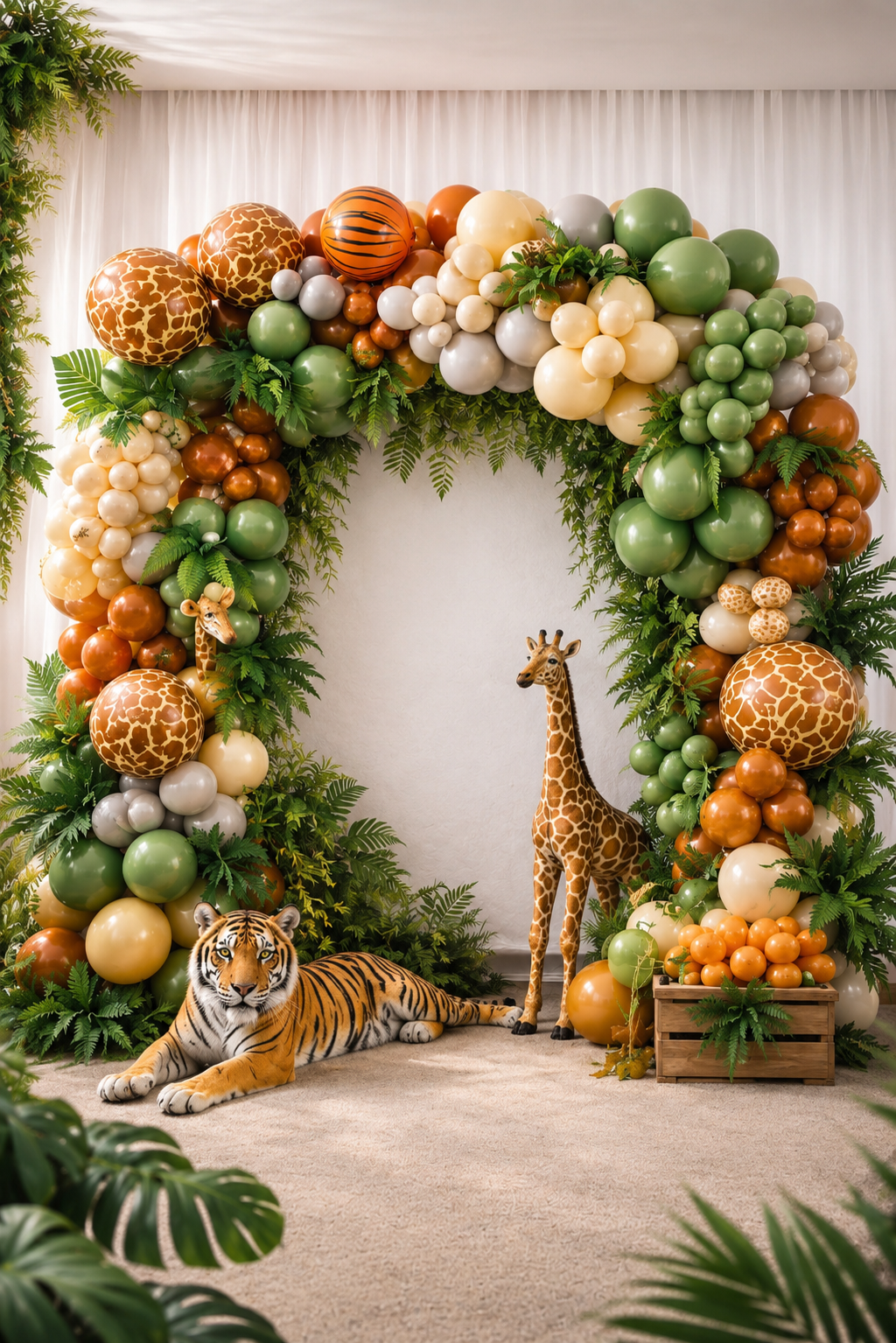 Kit Arche de Ballons Jungle Safari – Décoration Anniversaire Bébé & Enfant – Thème Animaux