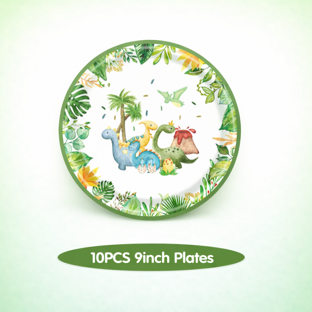 Kit Anniversaire Dinosaure Enfant – Décoration Complète avec Ballons Chiffres, Vaisselle (Assiettes, Gobelets), Cake Topper, Bracelets et Accessoires Fête