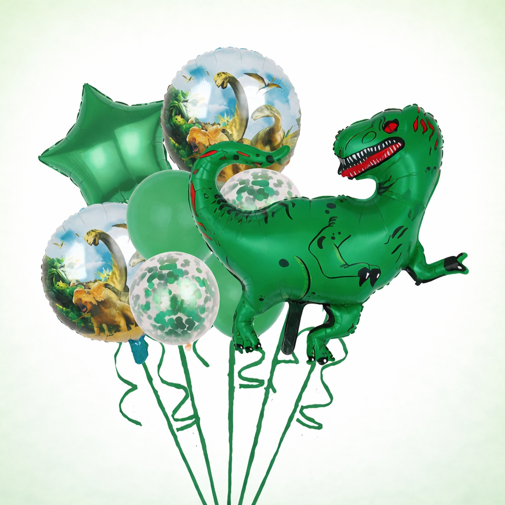 Kit Anniversaire Dinosaure Enfant – Décoration Complète avec Ballons Chiffres, Vaisselle (Assiettes, Gobelets), Cake Topper, Bracelets et Accessoires Fête