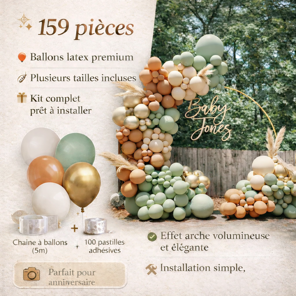 Kit Arche de Ballons Jungle Safari – Décoration Anniversaire Bébé & Enfant – Thème Animaux