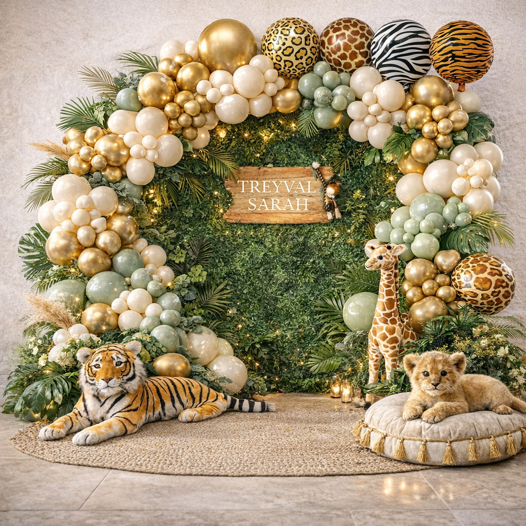 Kit Arche de Ballons Jungle Safari – Décoration Anniversaire Bébé & Enfant – Thème Animaux