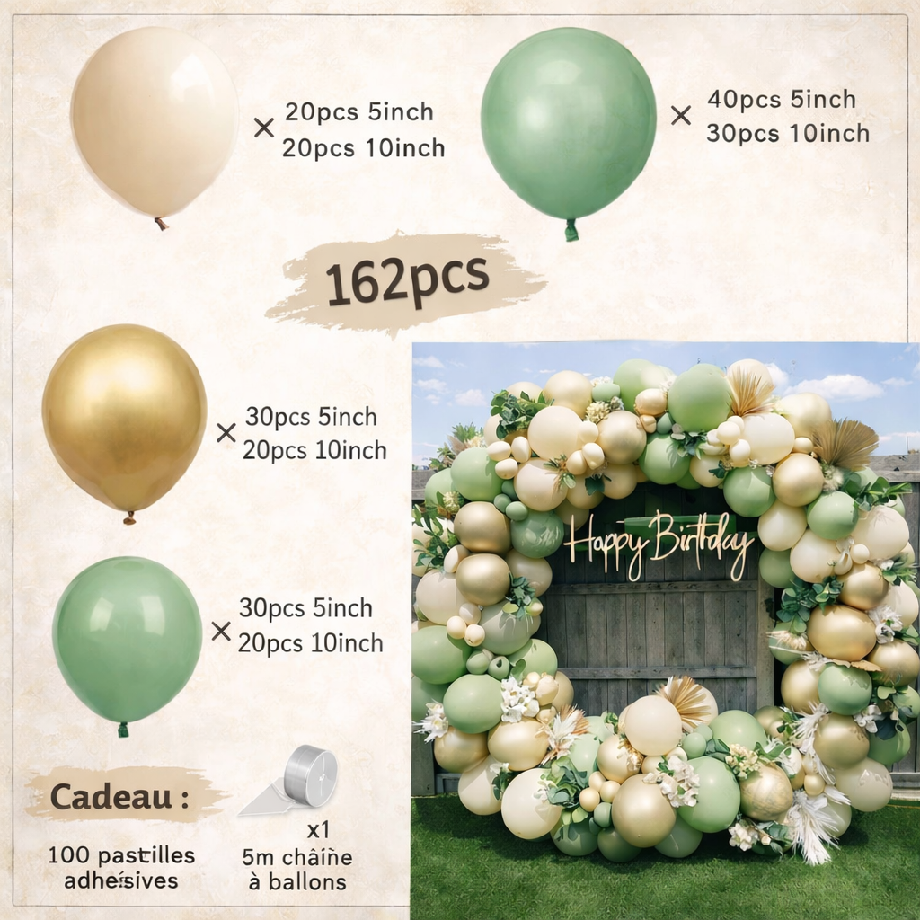 Kit Arche de Ballons Jungle Safari – Décoration Anniversaire Bébé & Enfant – Thème Animaux
