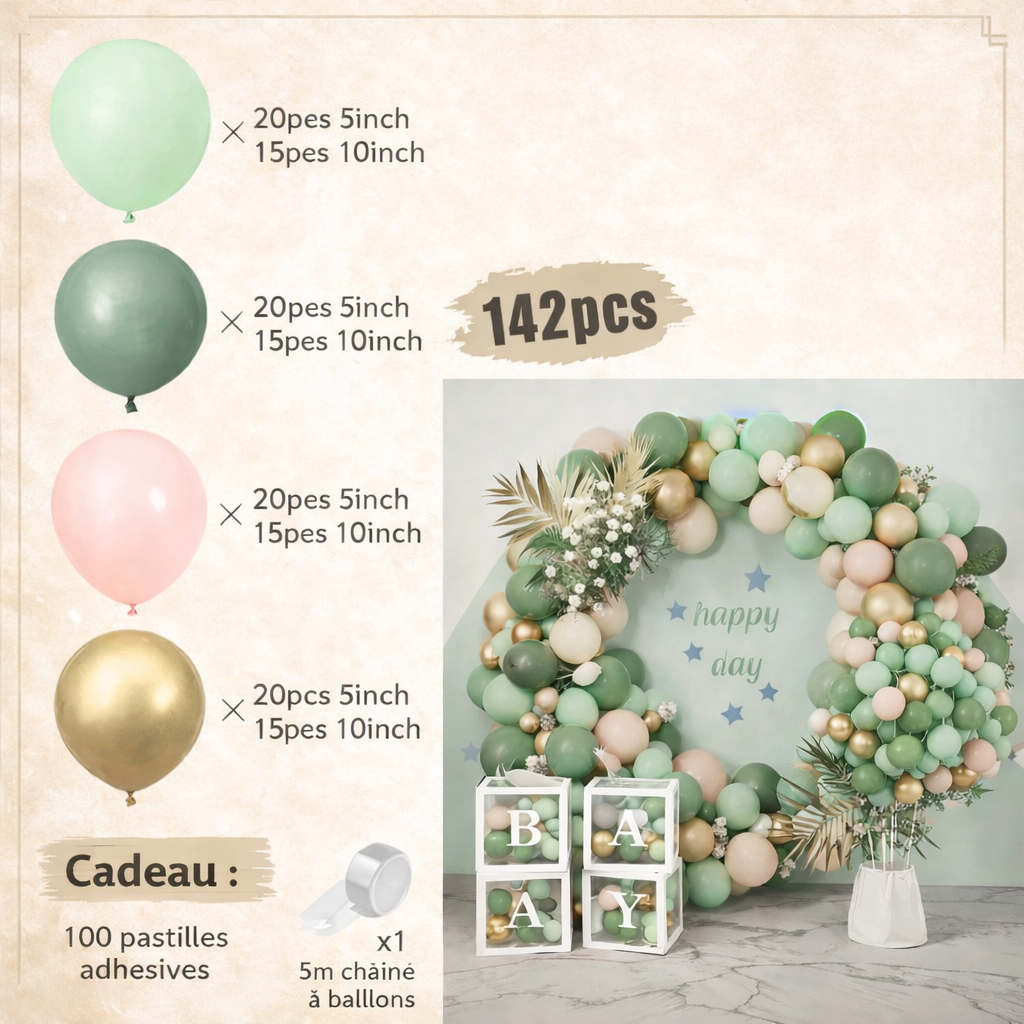 Kit Arche de Ballons Jungle Safari – Décoration Anniversaire Bébé & Enfant – Thème Animaux
