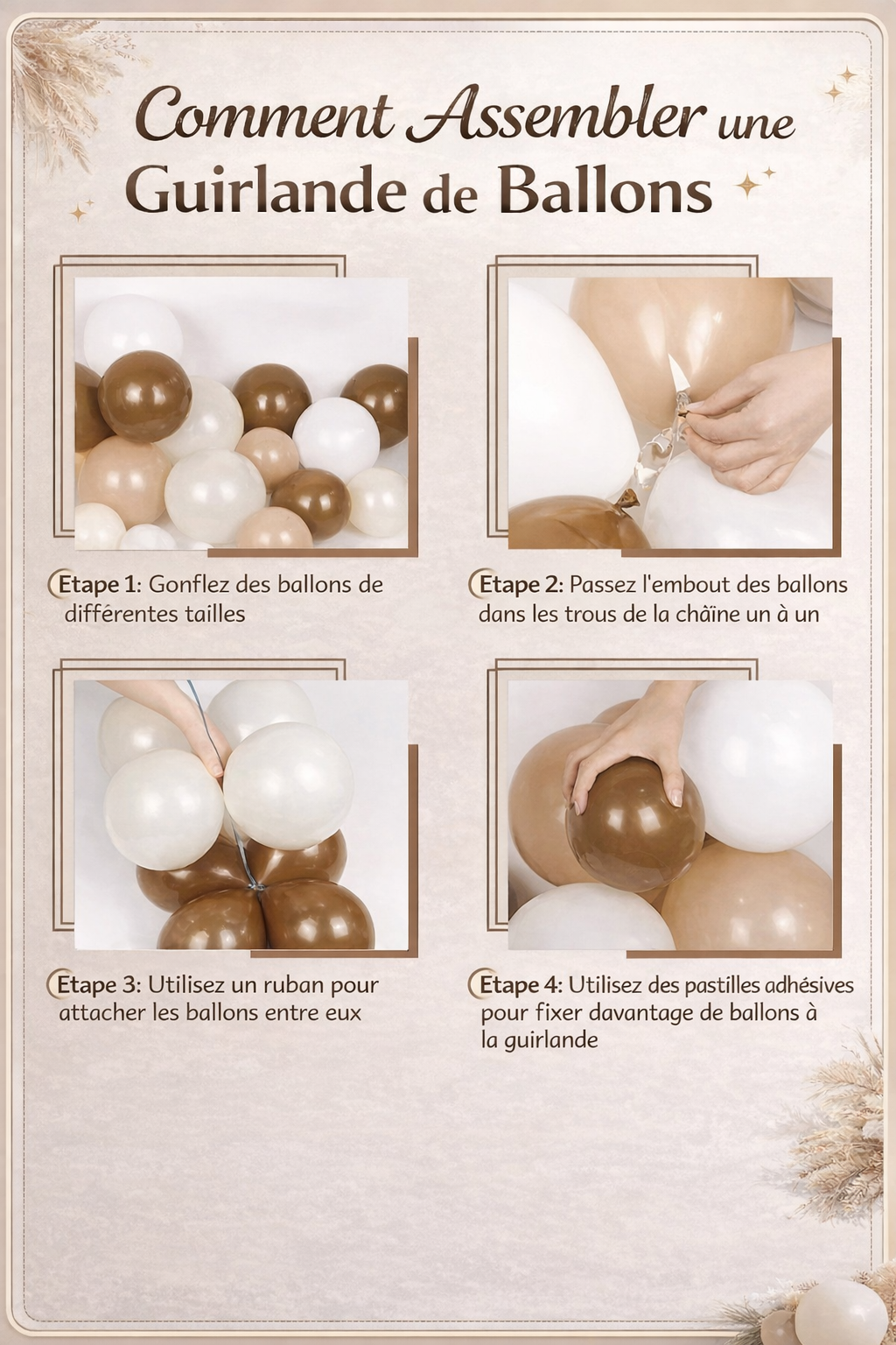 Arche de Ballons Élégante 120 Pièces – Tons Marron, Nude, Beige et Blanc | Décoration Baby Shower & Mariage