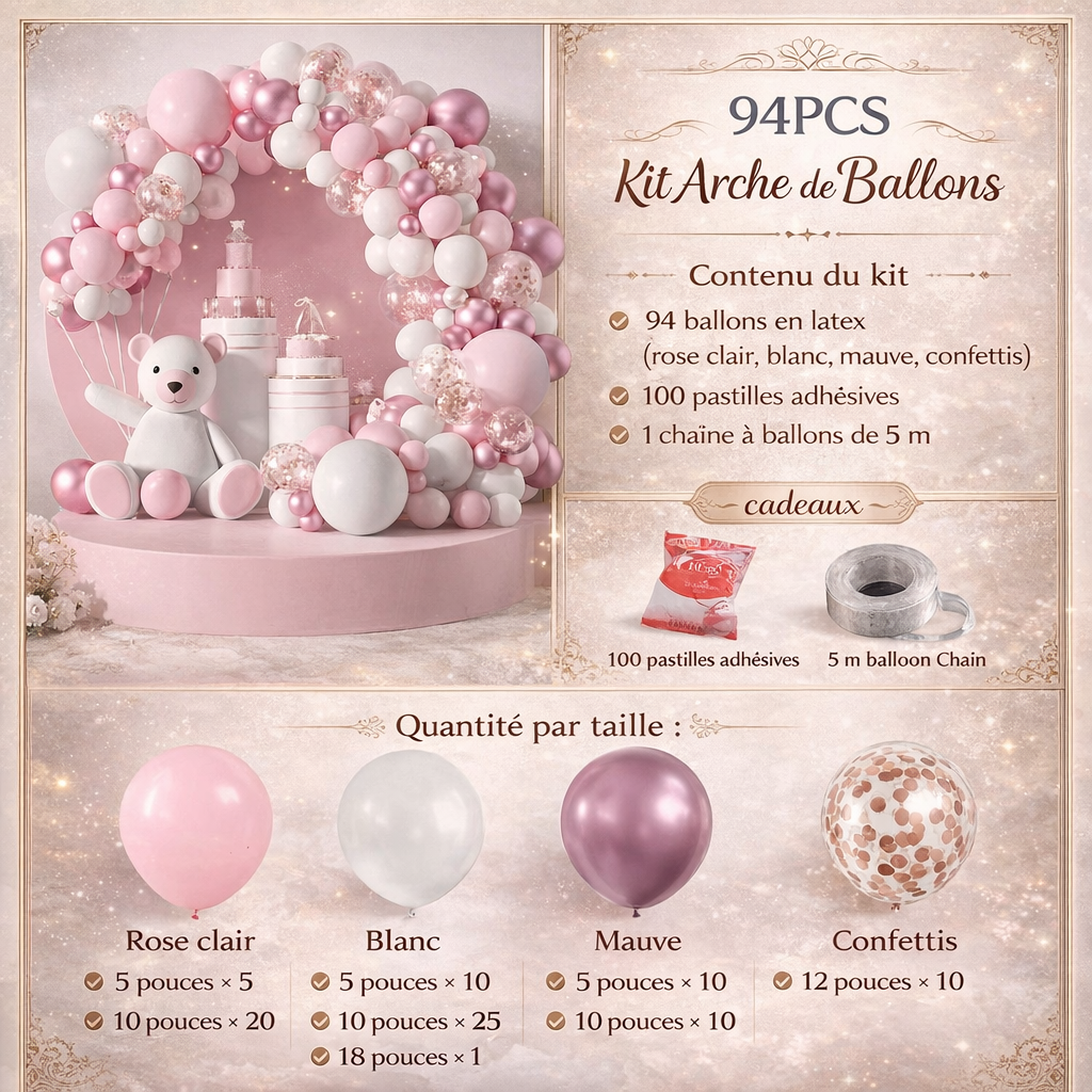 Kit Arche de Ballons Bohème 120 Pièces – Marron, Beige, Nude & Rose | Décoration Baby Shower, Mariage, Anniversaire
