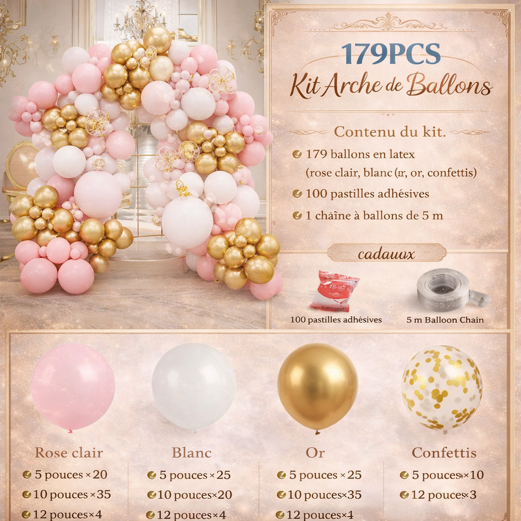 Kit Arche de Ballons Bohème 120 Pièces – Marron, Beige, Nude & Rose | Décoration Baby Shower, Mariage, Anniversaire