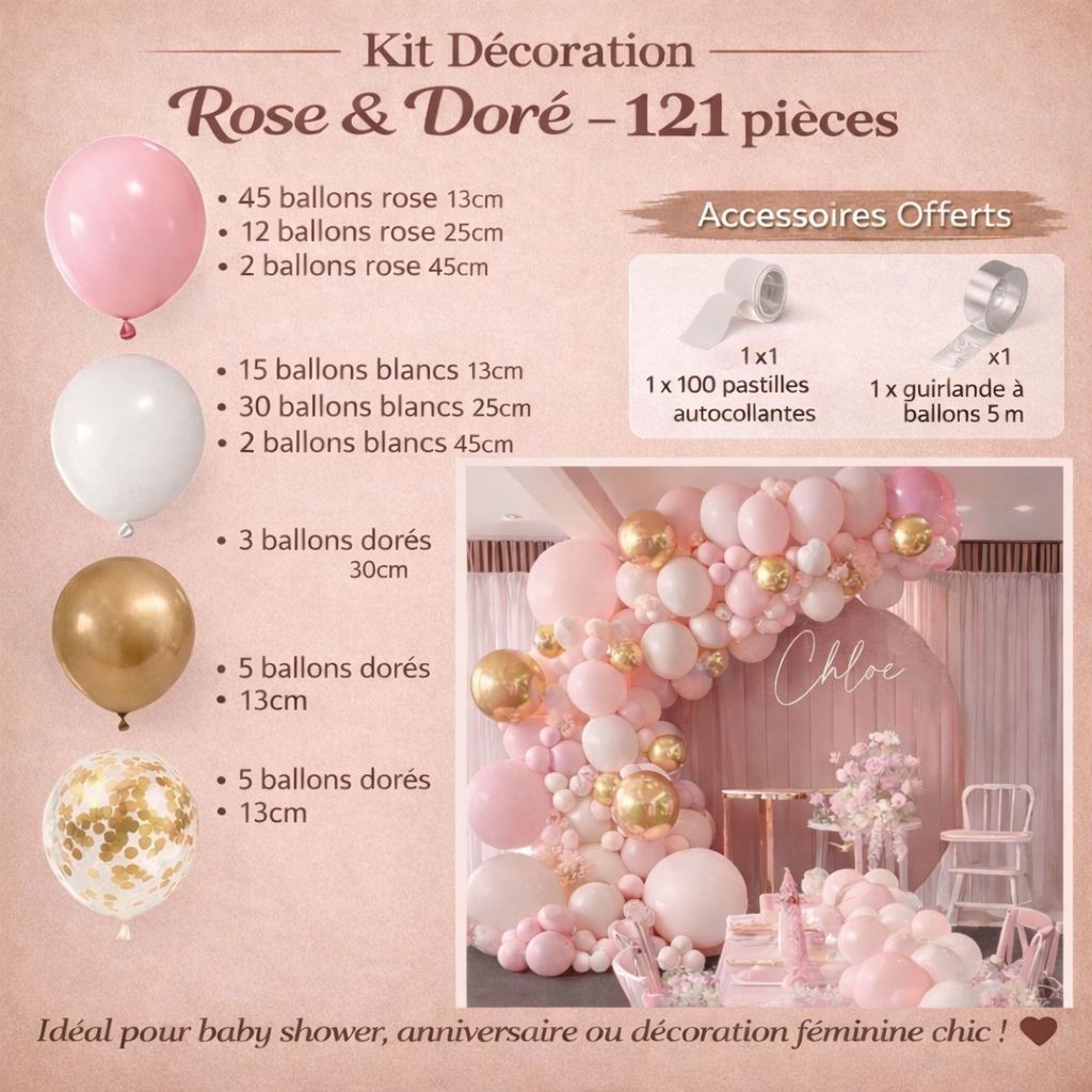 Kit Arche de Ballons Gender Reveal – Fille ou Garçon – Ballons Rose Bleu Or pour Baby Shower, Anniversaire ou Mariage