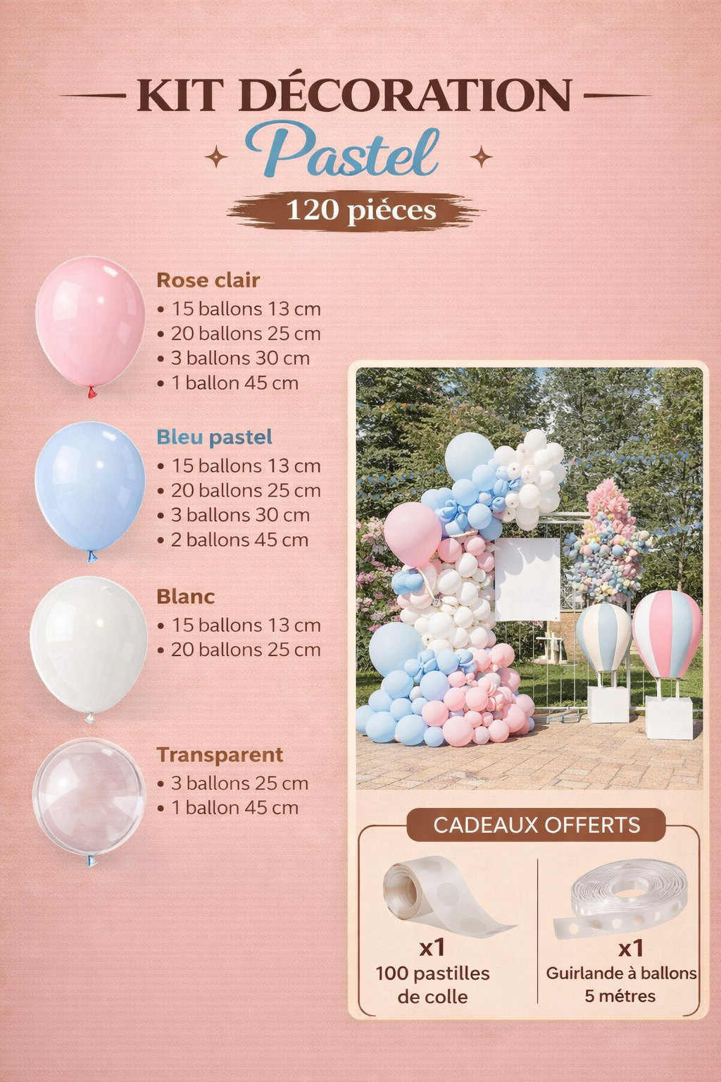 Kit Arche de Ballons Gender Reveal – Fille ou Garçon – Ballons Rose Bleu Or pour Baby Shower, Anniversaire ou Mariage