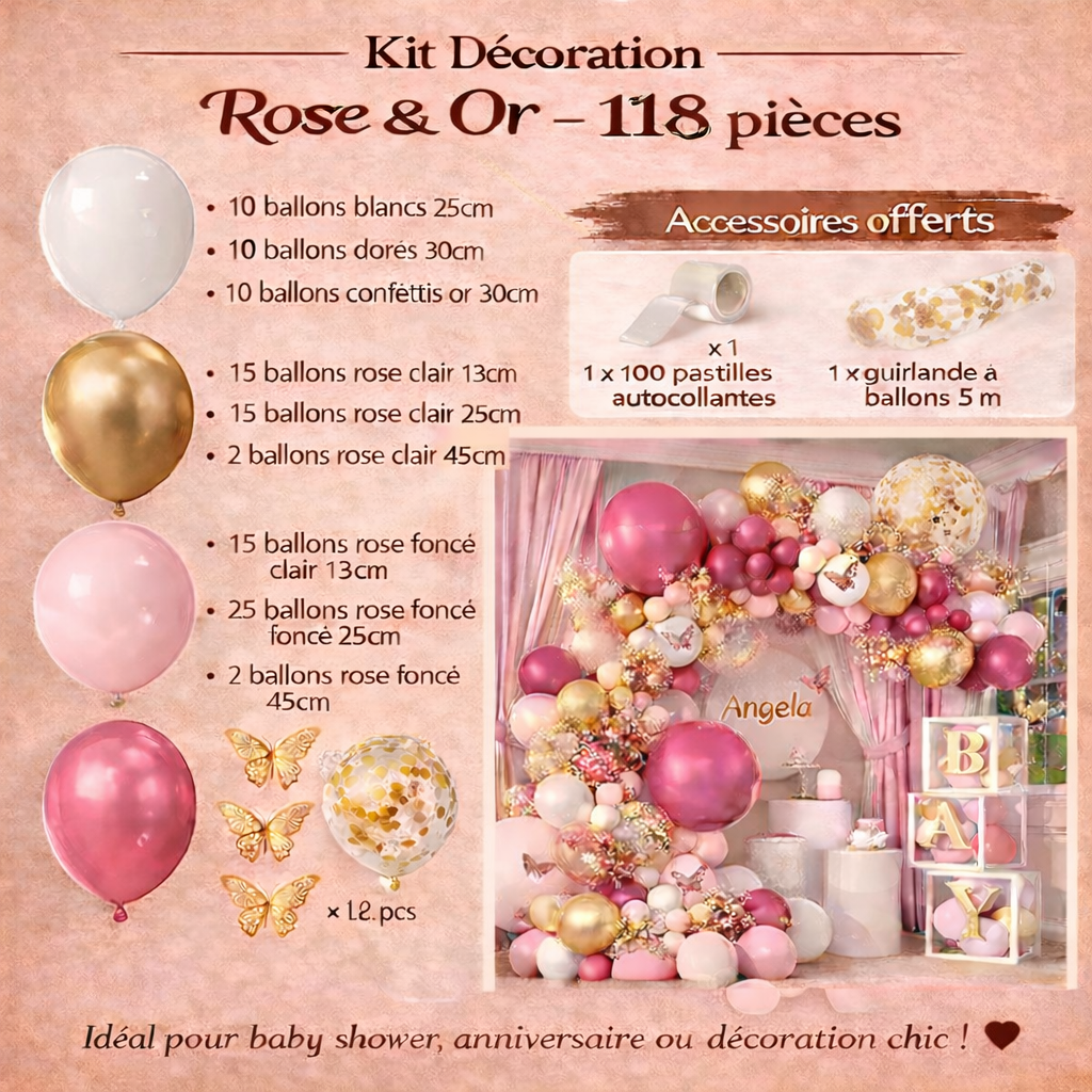 Kit Arche de Ballons Gender Reveal – Fille ou Garçon – Ballons Rose Bleu Or pour Baby Shower, Anniversaire ou Mariage