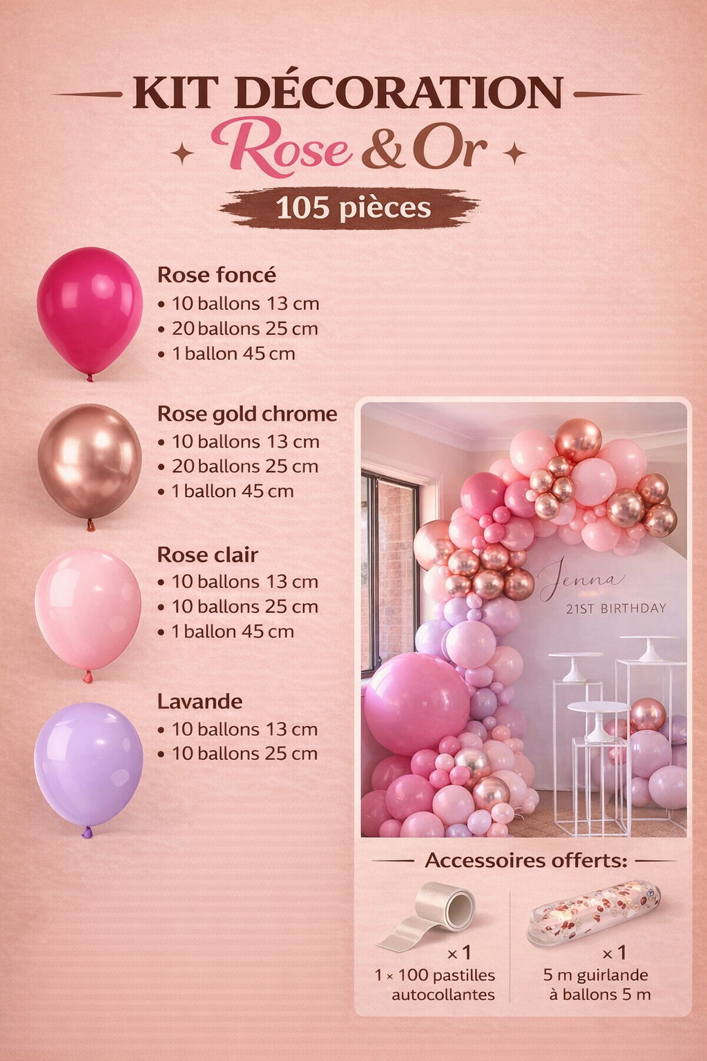 Kit Arche de Ballons Gender Reveal – Fille ou Garçon – Ballons Rose Bleu Or pour Baby Shower, Anniversaire ou Mariage