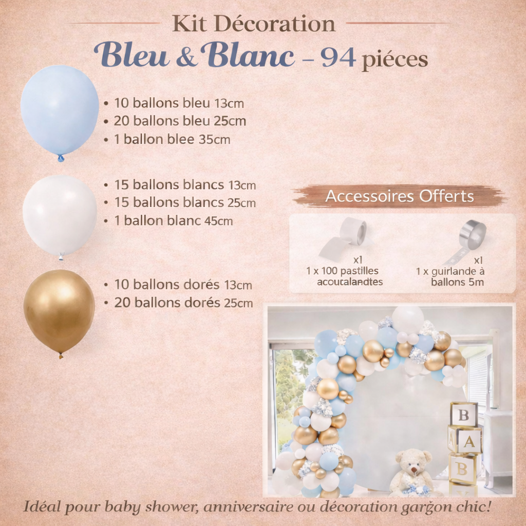 Kit Arche de Ballons Gender Reveal – Fille ou Garçon – Ballons Rose Bleu Or pour Baby Shower, Anniversaire ou Mariage