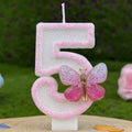 Bougie Anniversaire Chiffre Papillon Rose