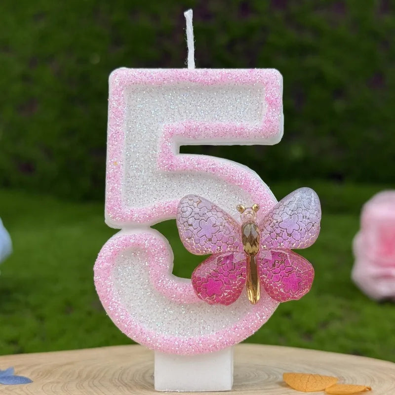 Bougie Anniversaire Chiffre Papillon Rose