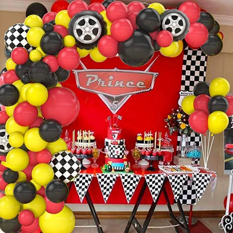 Kit Guirlande de Ballons Thème Course – 111 pièces | Décoration Anniversaire Voiture