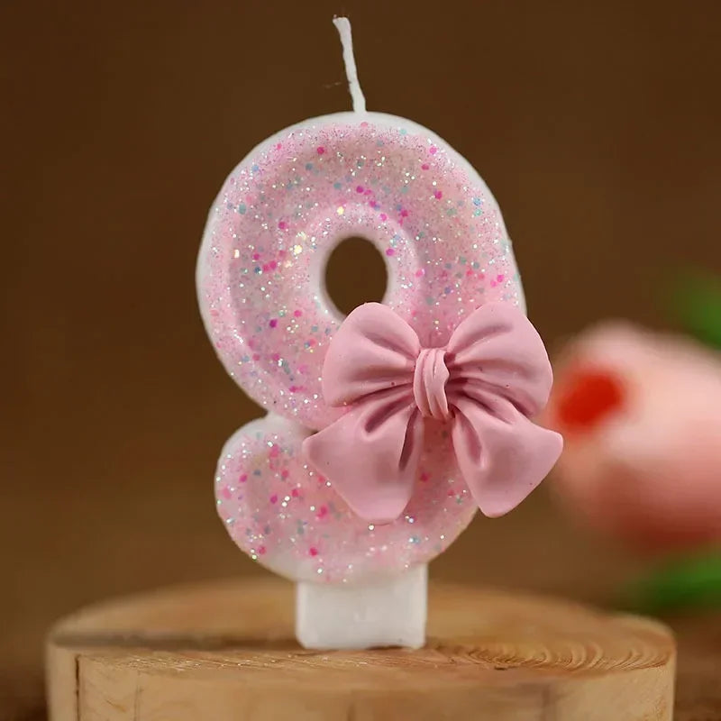Bougie Anniversaire Chiffre Rose Pailletée 3D
