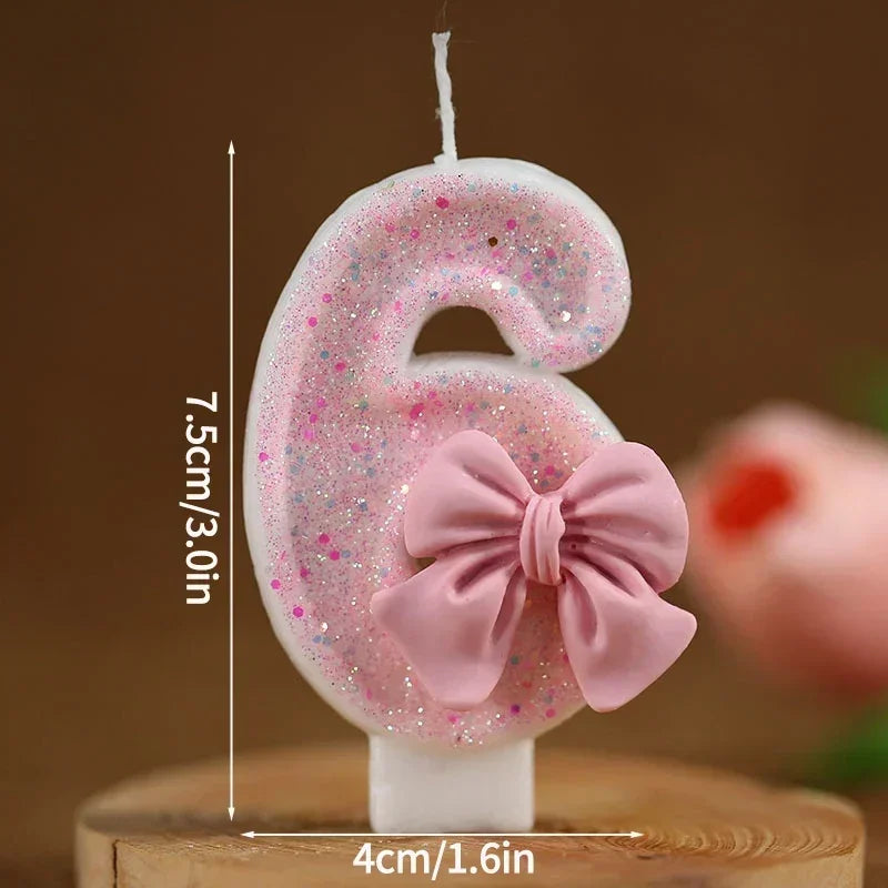 Bougie Anniversaire Chiffre Rose Pailletée 3D
