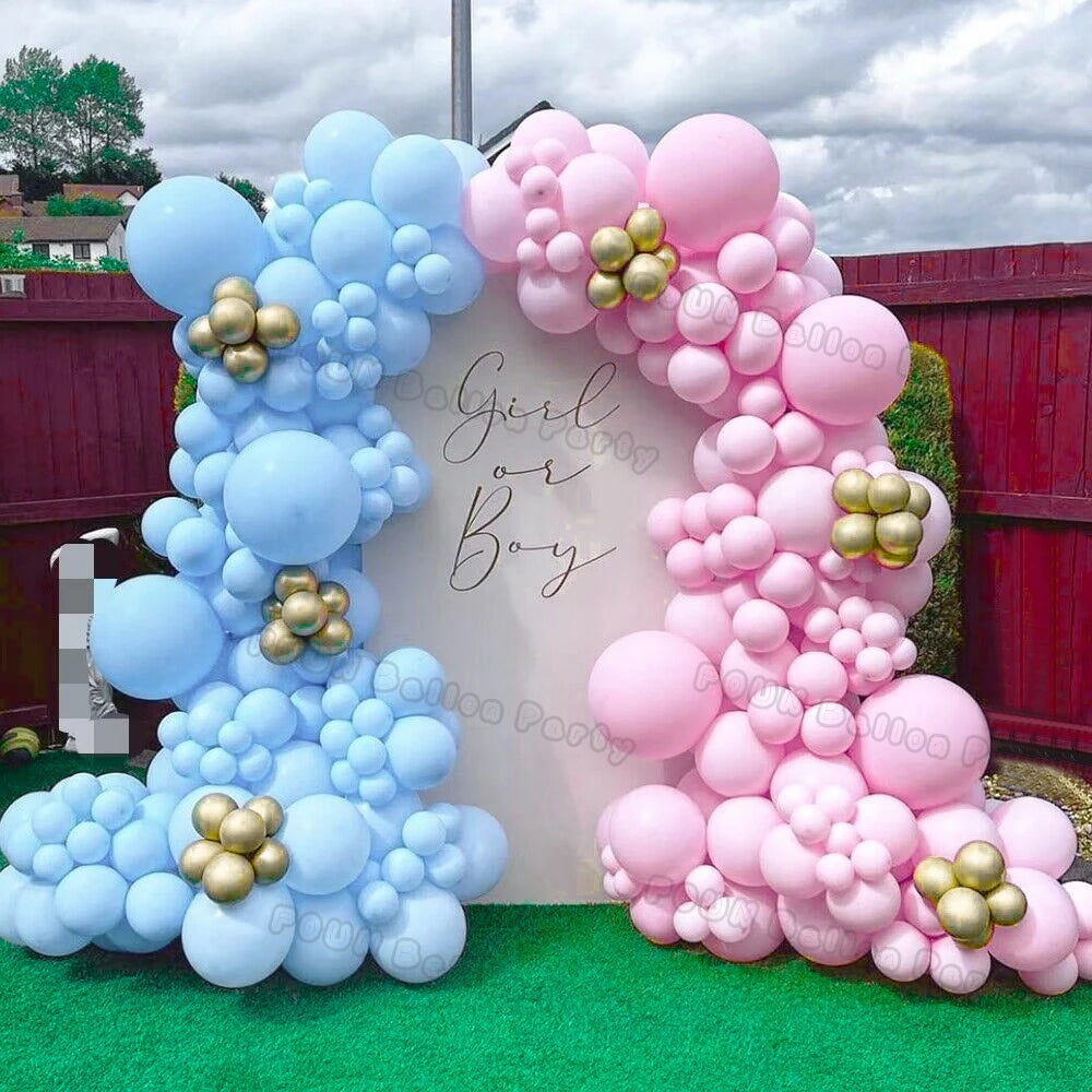 Kit Arche de Ballons Gender Reveal – Fille ou Garçon – Ballons Rose Bleu Or pour Baby Shower, Anniversaire ou Mariage