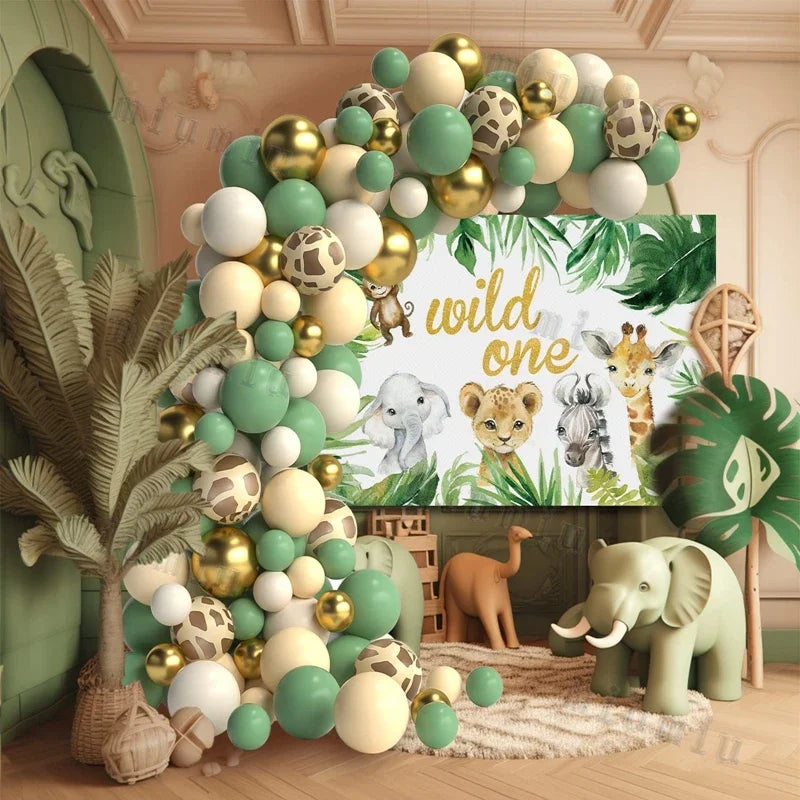 Kit Arche de Ballons Jungle Safari – Décoration Anniversaire Bébé & Enfant – Thème Animaux
