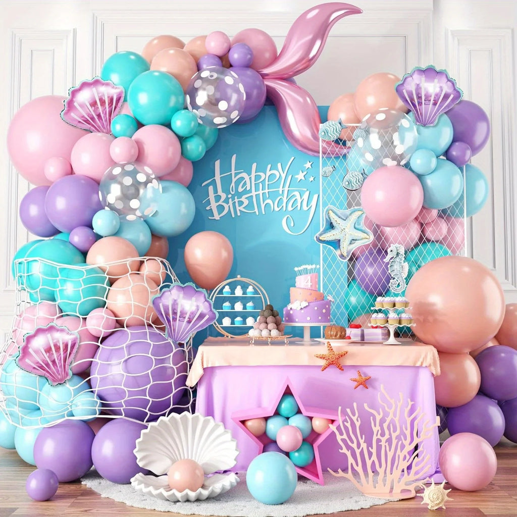 Kit Arche de Ballons Sirène 127 pièces – Décoration Anniversaire Princesse Océan