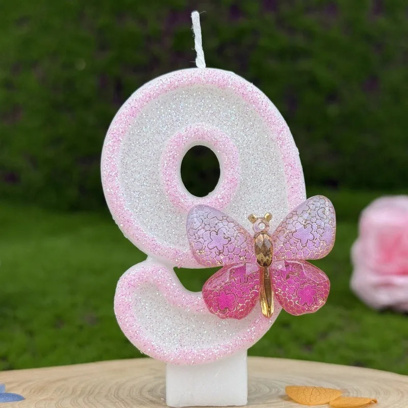Bougie Anniversaire Chiffre Papillon Rose