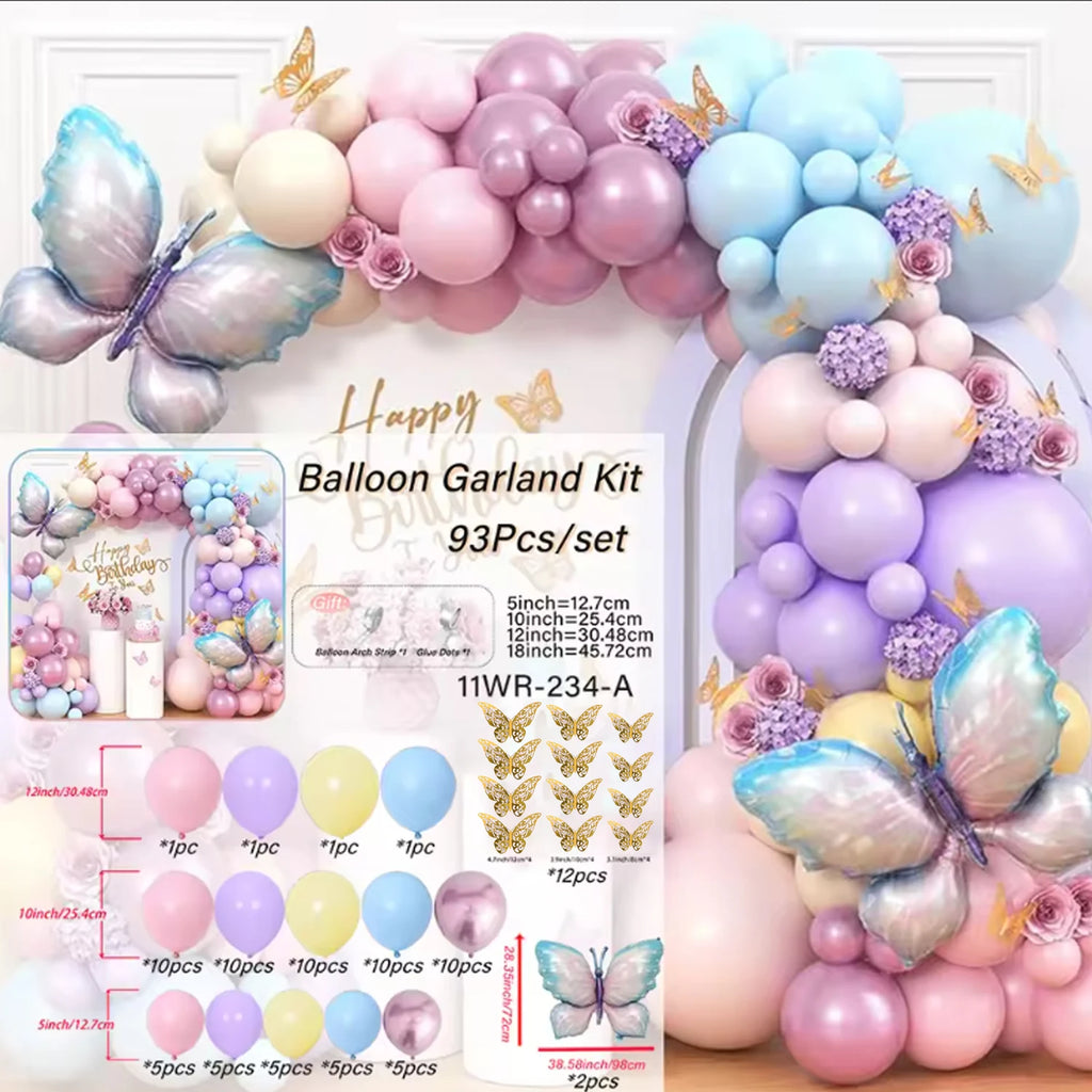 Kit Ballons Papillon Rose & Violet 93 Pièces – Décoration Anniversaire & Fête