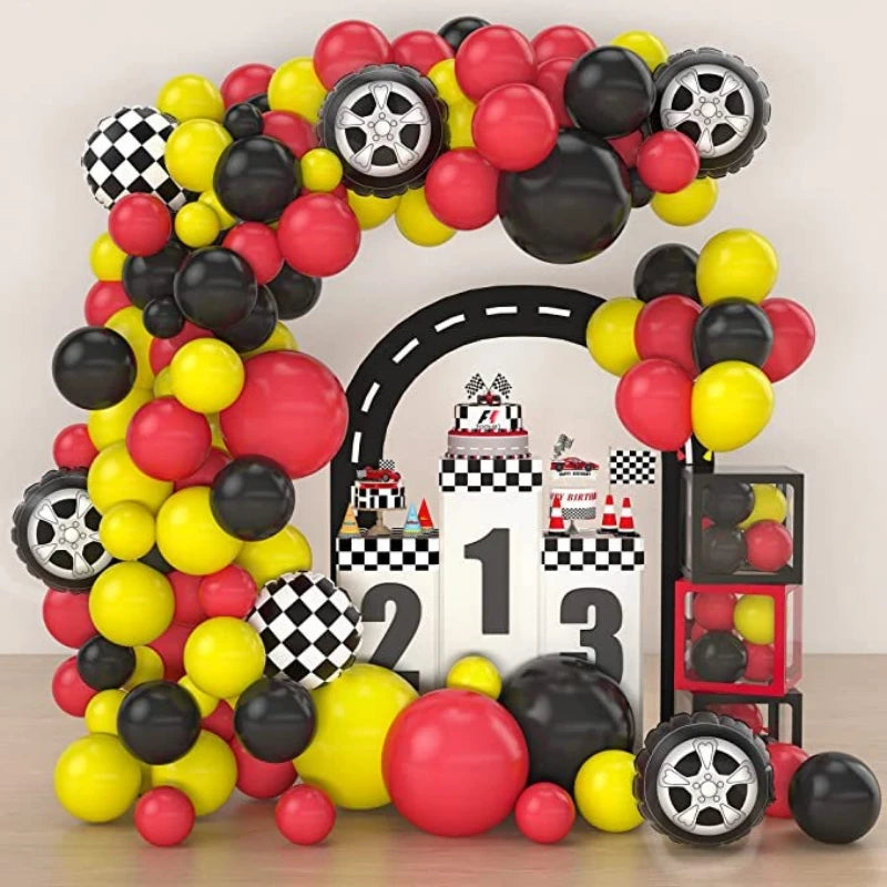 Kit Guirlande de Ballons Thème Course – 111 pièces | Décoration Anniversaire Voiture