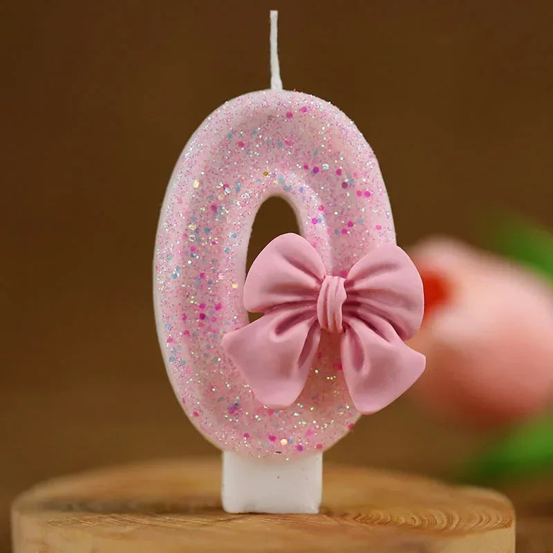 Bougie Anniversaire Chiffre Rose Pailletée 3D