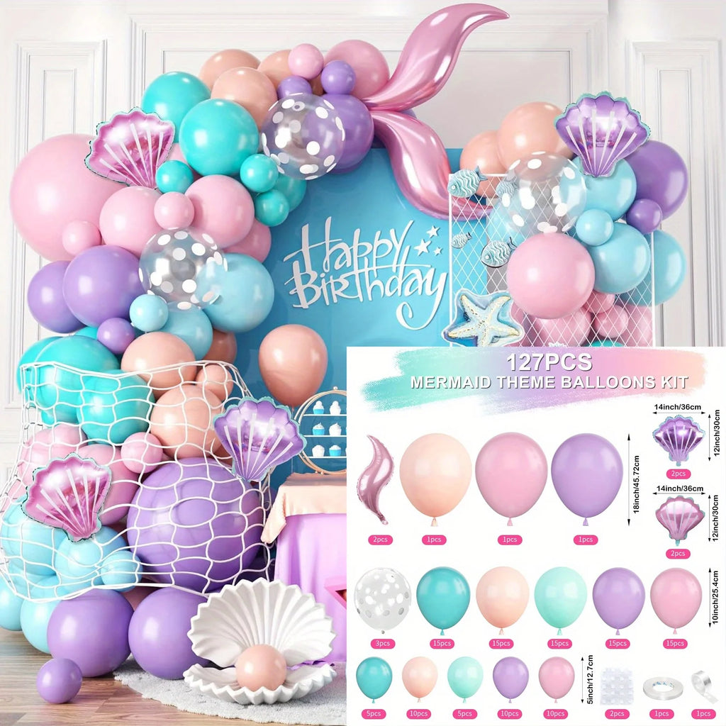 Kit Arche de Ballons Sirène 127 pièces – Décoration Anniversaire Princesse Océan