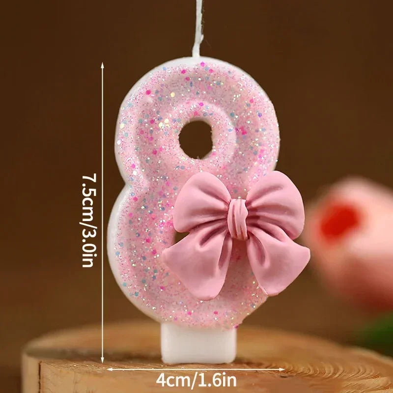 Bougie Anniversaire Chiffre Rose Pailletée 3D