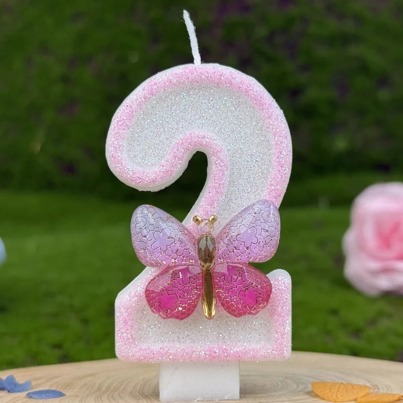 Bougie Anniversaire Chiffre Papillon Rose