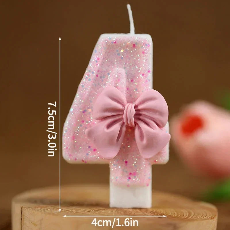 Bougie Anniversaire Chiffre Rose Pailletée 3D