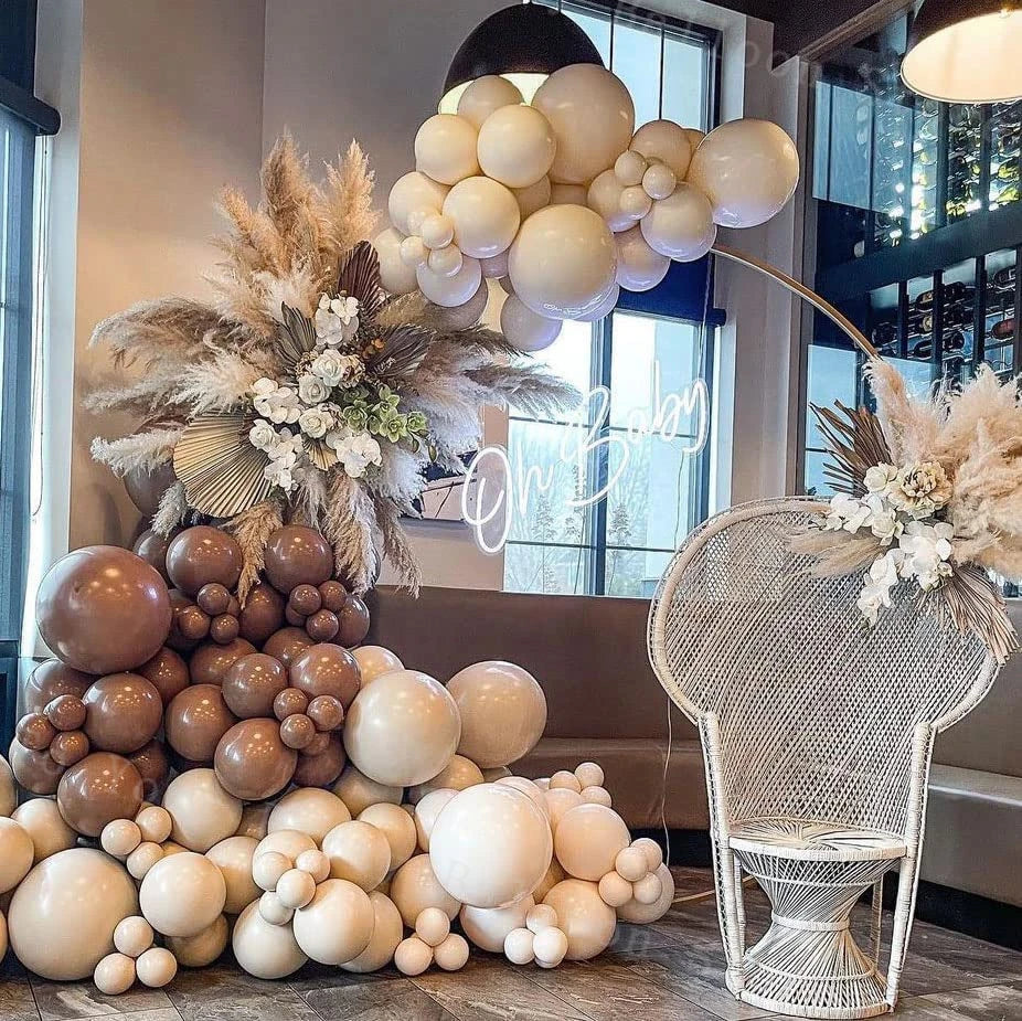 Kit Arche de Ballons Bohème 120 Pièces – Marron, Beige, Nude & Rose | Décoration Baby Shower, Mariage, Anniversaire