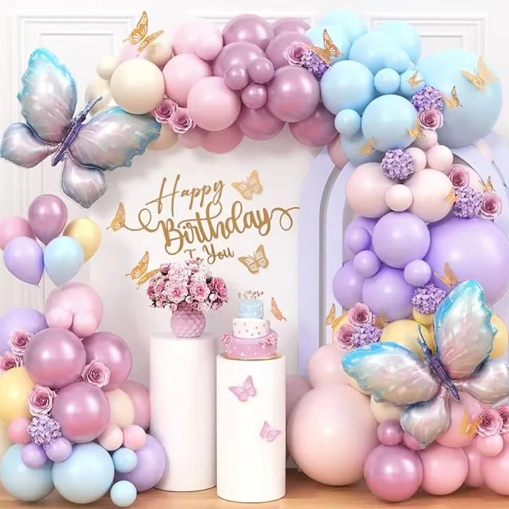 Kit Ballons Papillon Rose & Violet 93 Pièces – Décoration Anniversaire & Fête