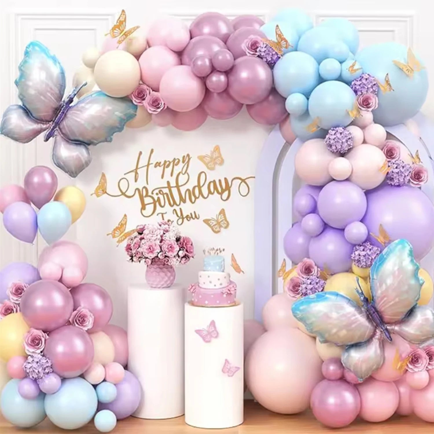 Kit Ballons Papillon Rose & Violet 93 Pièces – Décoration Anniversaire & Fête