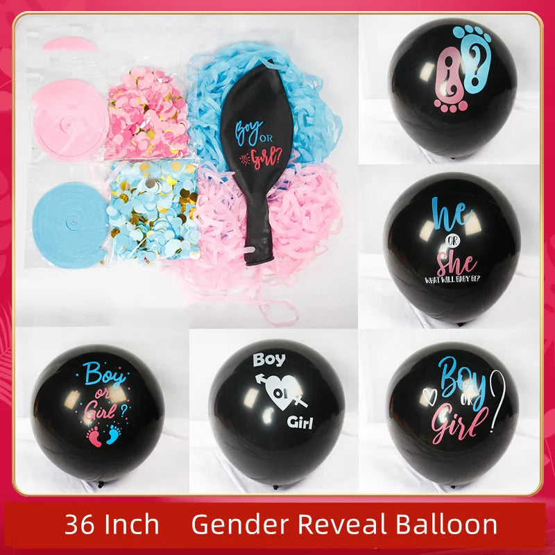 Ballon Géant Révélation du Genre 36" – Boy or Girl Noir | Baby Shower