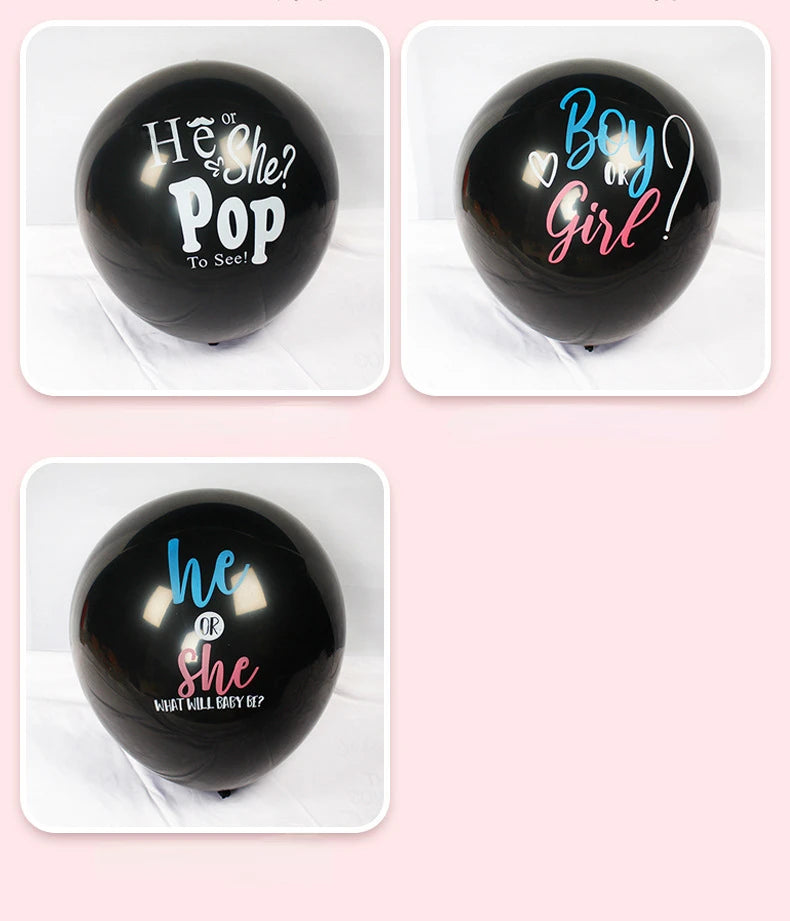 Ballon Géant Révélation du Genre 36" – Boy or Girl Noir | Baby Shower
