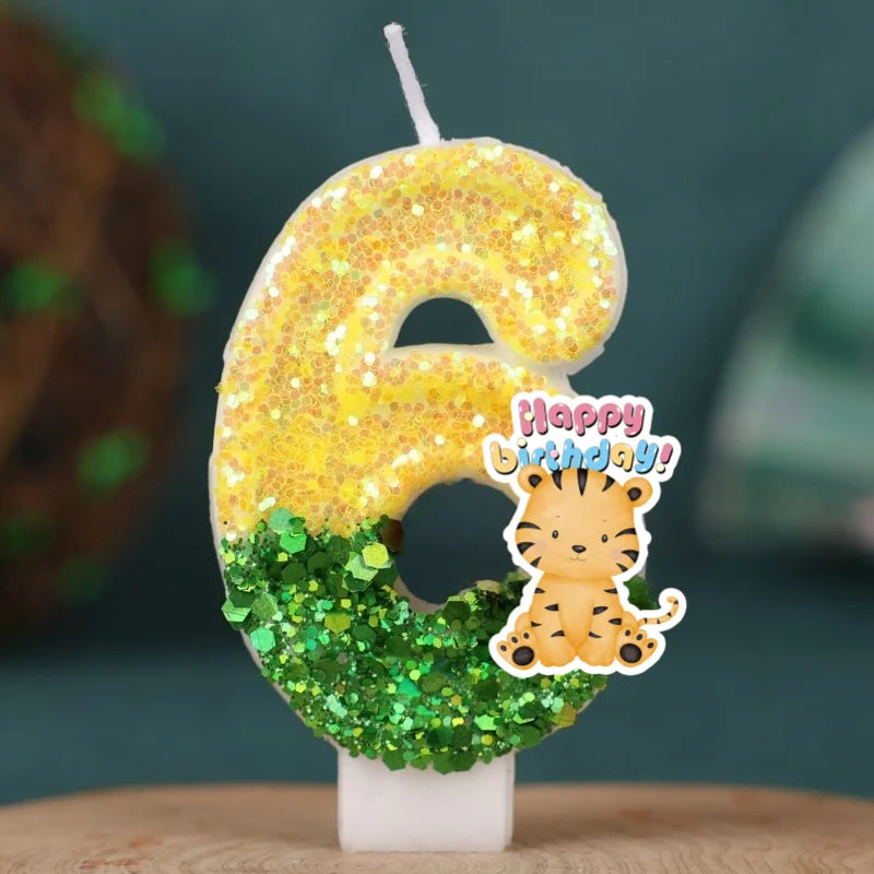 Bougie Anniversaire Animaux de la Jungle – Chiffre Léopard