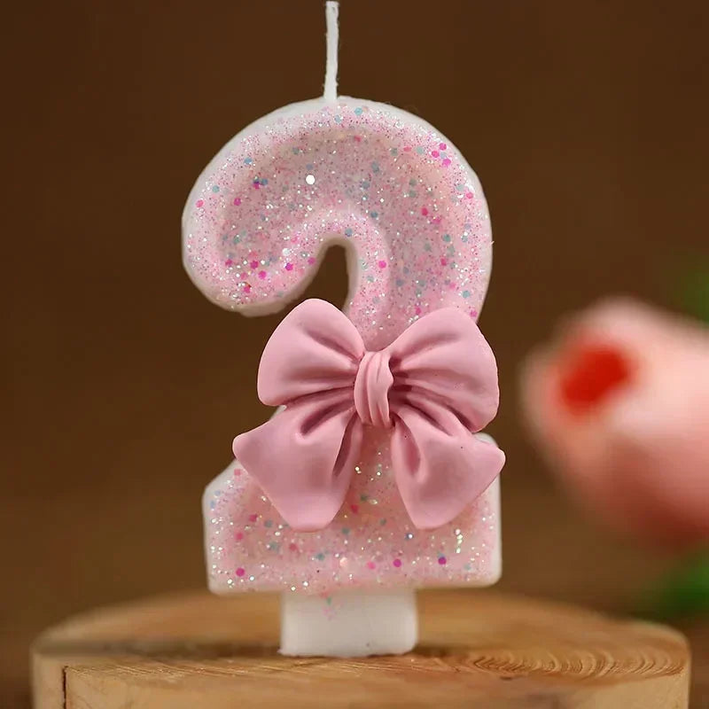 Bougie Anniversaire Chiffre Rose Pailletée 3D