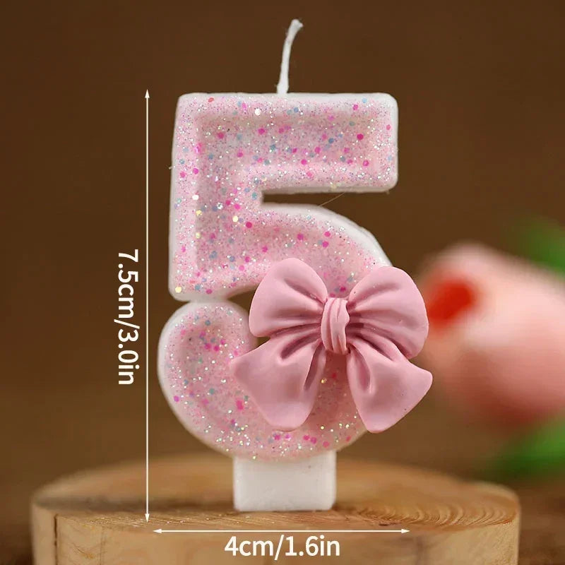 Bougie Anniversaire Chiffre Rose Pailletée 3D
