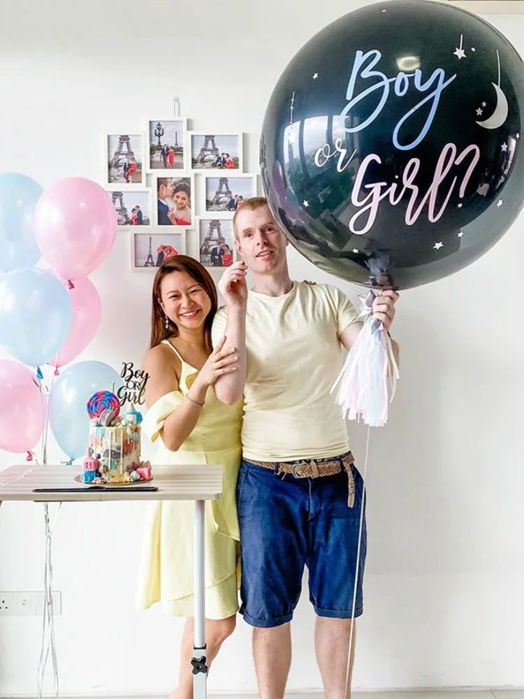 Ballon Géant Révélation du Genre 36" – Boy or Girl Noir | Baby Shower