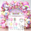 132Pcs Rainbow Unicorn Balloon Arch Flower Ring Set, Used for Summer Party Decoration and Birthday Party Decoration Supplies