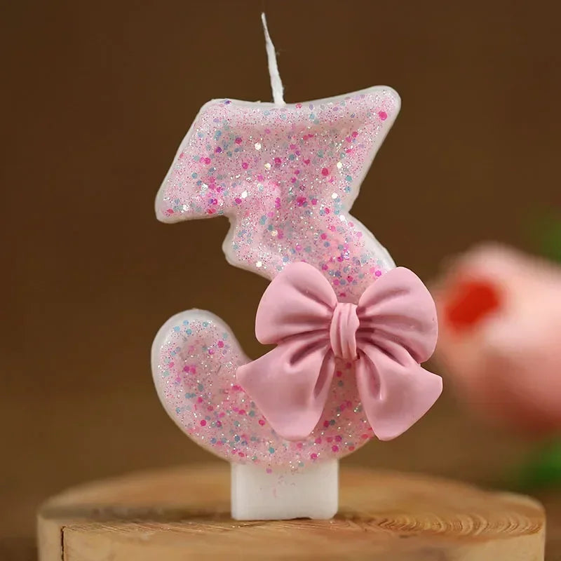 Bougie Anniversaire Chiffre Rose Pailletée 3D