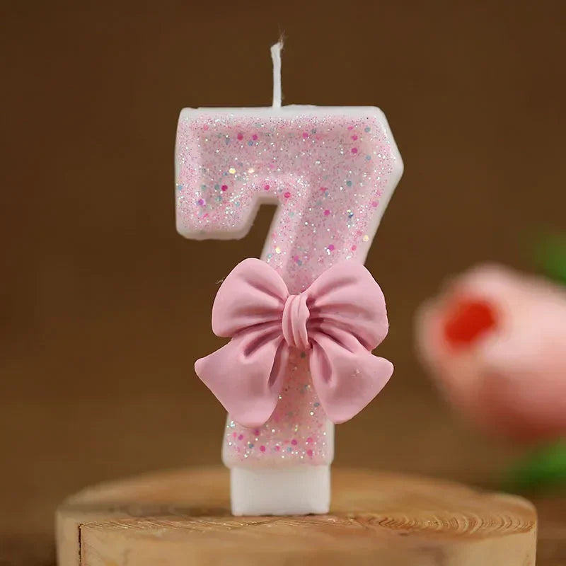 Bougie Anniversaire Chiffre Rose Pailletée 3D