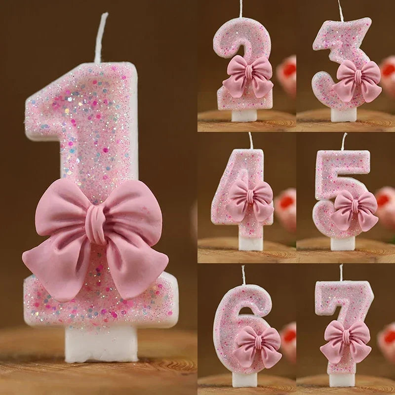 Bougie Anniversaire Chiffre Rose Pailletée 3D