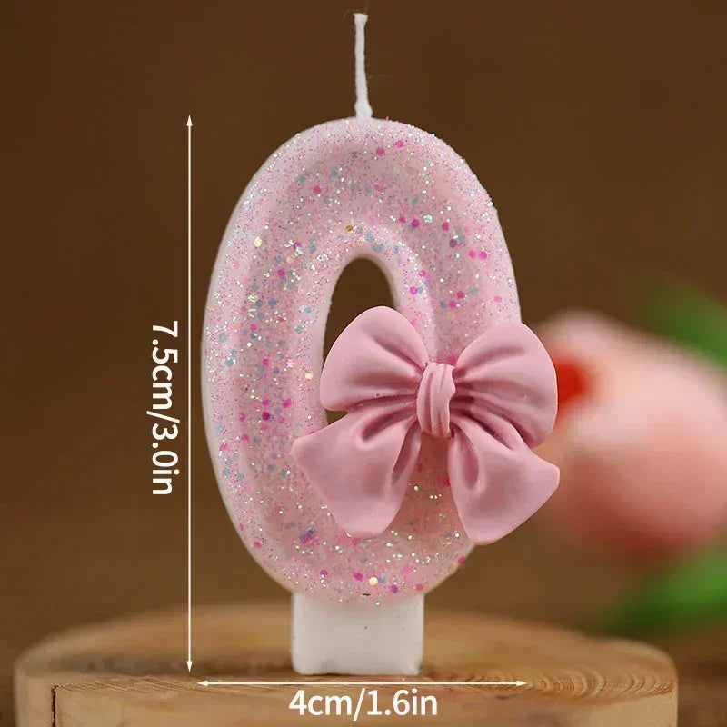 Bougie Anniversaire Chiffre Rose Pailletée 3D