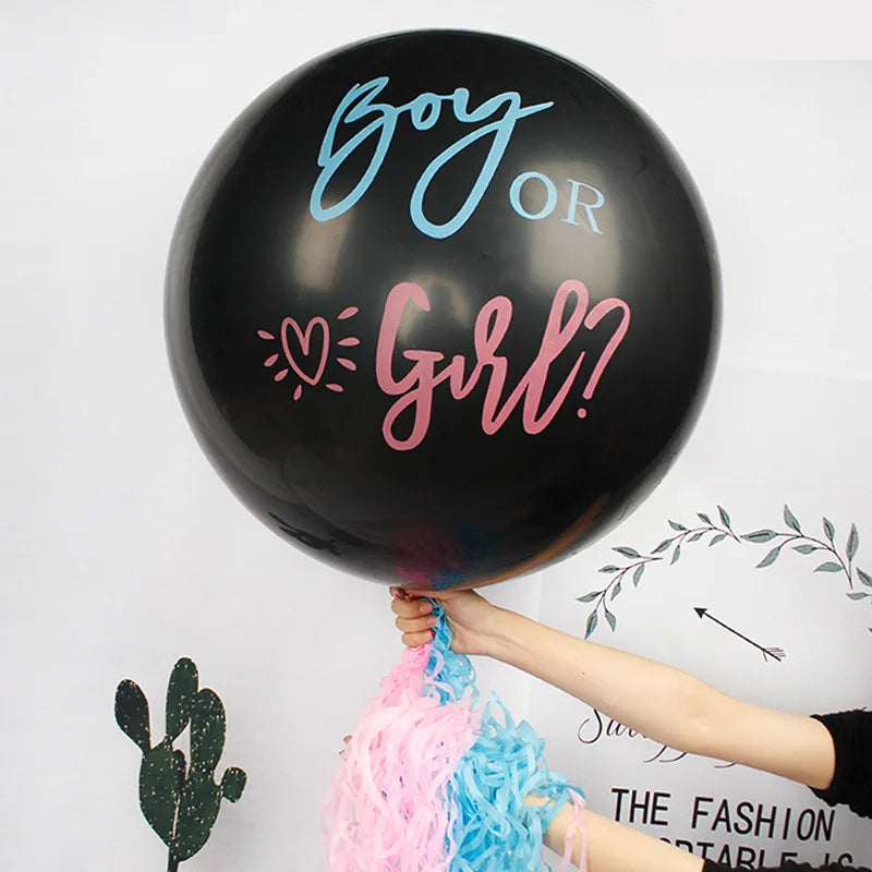 Ballon Géant Révélation du Genre 36" – Boy or Girl Noir | Baby Shower
