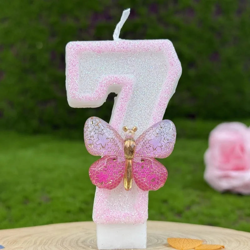 Bougie Anniversaire Chiffre Papillon Rose