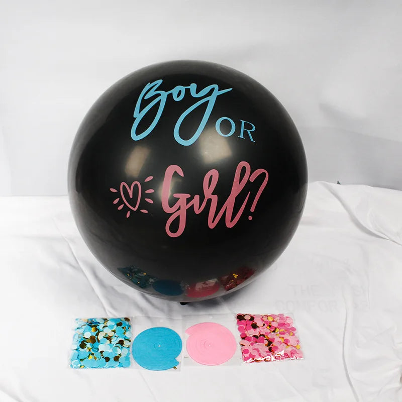 Ballon Géant Révélation du Genre 36" – Boy or Girl Noir | Baby Shower