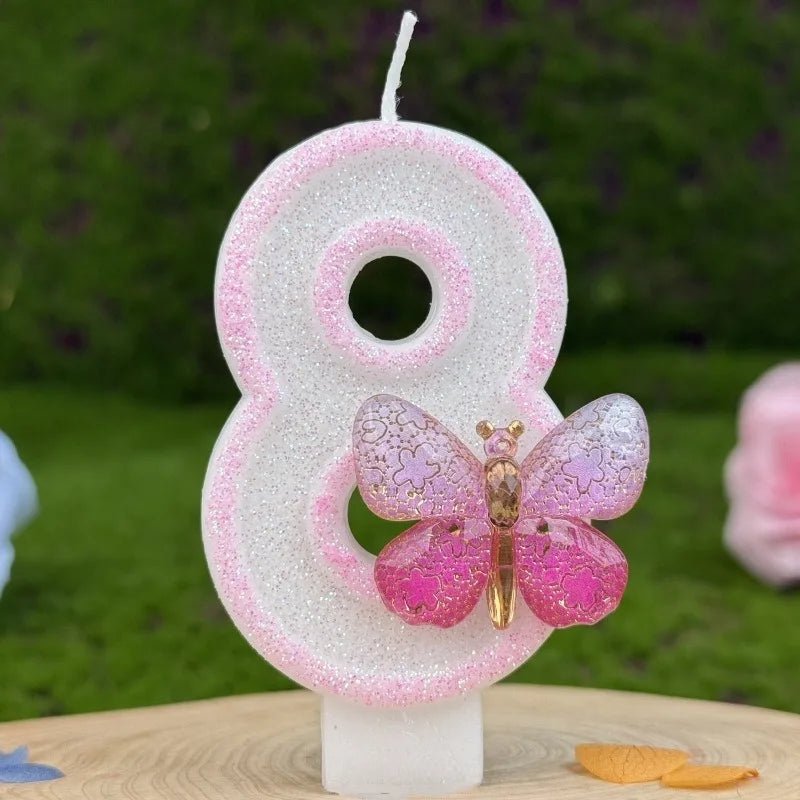 Bougie Anniversaire Chiffre Papillon Rose