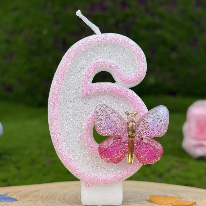 Bougie Anniversaire Chiffre Papillon Rose